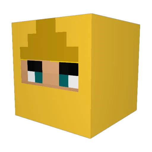 GoldNinjago Minecraft avatar head, 3D render