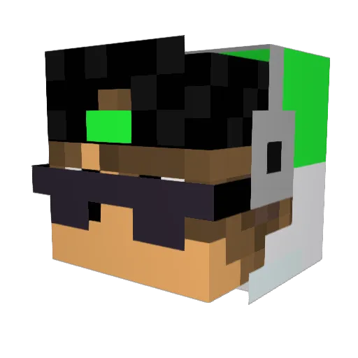GoldenFelix Minecraft avatar head, 3D render