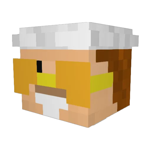 GoldenGugel Minecraft avatar head, 3D render
