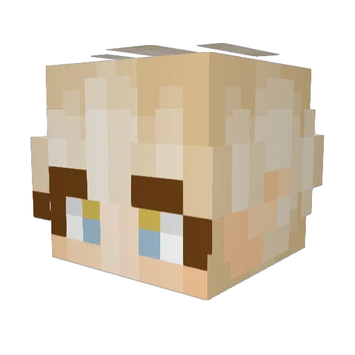 GoldenLara Minecraft avatar head, 3D render