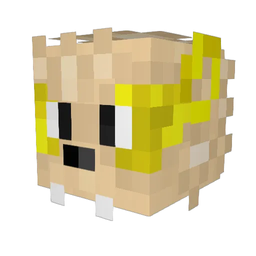 GoldenRK9 Minecraft avatar head, 3D render