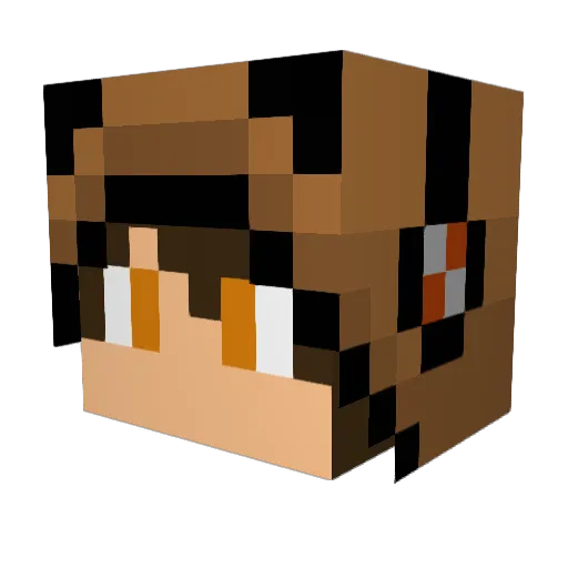 GoldenTech Minecraft avatar head, 3D render