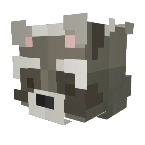 GoldenTrashPanda Minecraft avatar head, 3D render