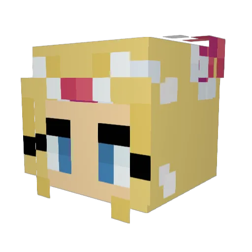 GoldenWavingCat Minecraft avatar head, 3D render