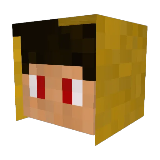 Golden_Et Minecraft avatar head, 3D render
