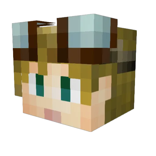Goldenblox Minecraft avatar head, 3D render