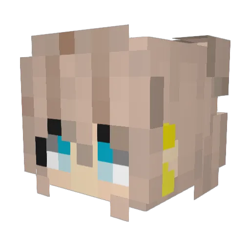 Goldenkitte Minecraft avatar head, 3D render