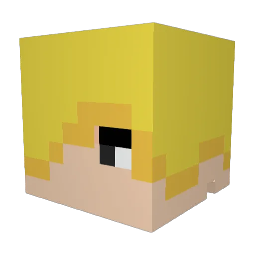GoldiRober Minecraft avatar head, 3D render