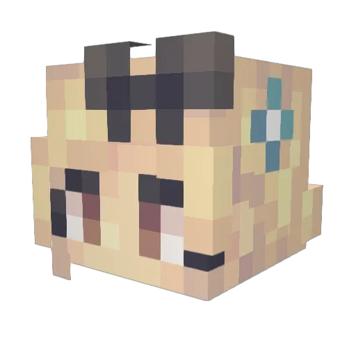 Goopykaitian Minecraft avatar head, 3D render