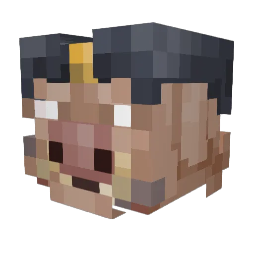 Gorestained Minecraft avatar head, 3D render
