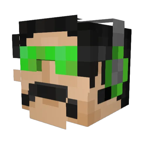 Gr00by Minecraft avatar head, 3D render