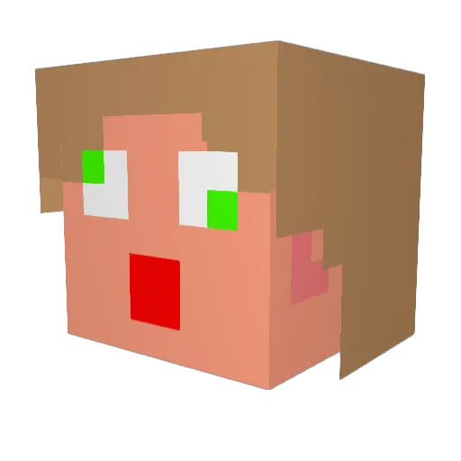 Gramsik Minecraft avatar head, 3D render
