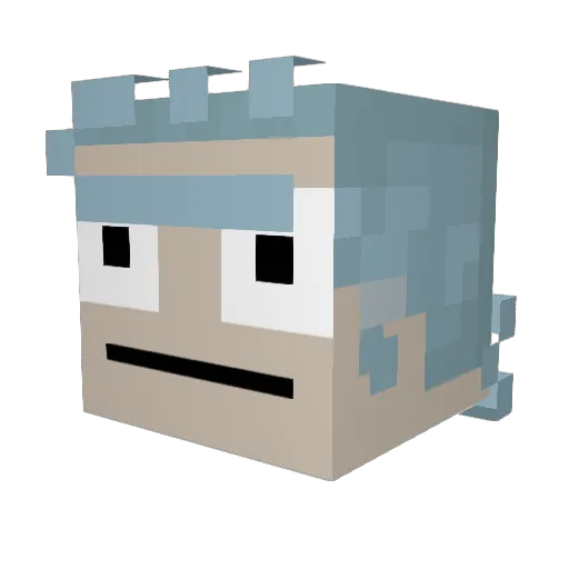 GrayBullet Minecraft avatar head, 3D render
