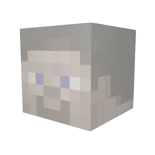 GrayingGhost Minecraft avatar head, 3D render