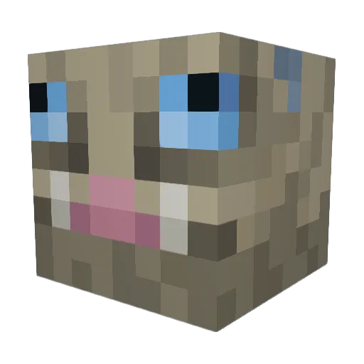Grayyscale Minecraft avatar head, 3D render