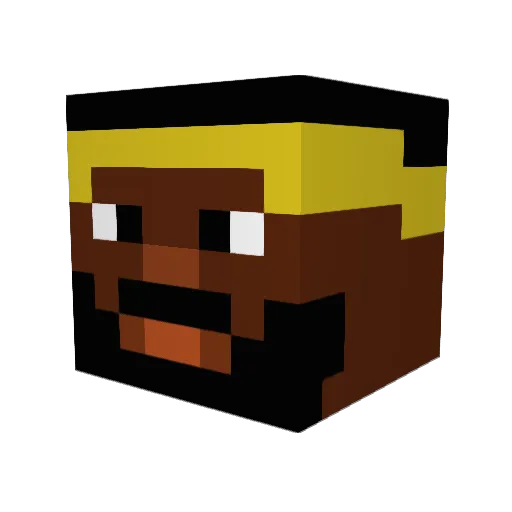Greega Minecraft avatar head, 3D render