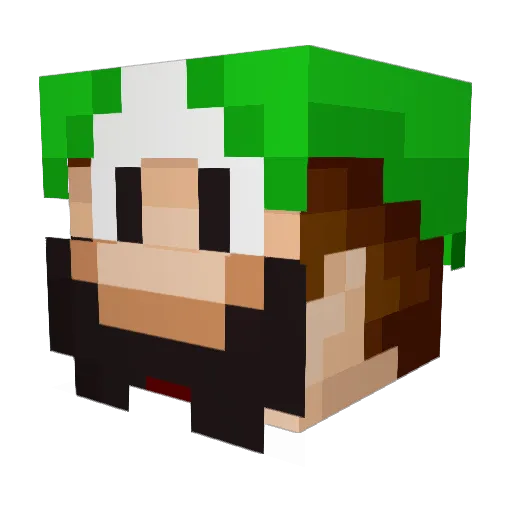 GreenCappedCole Minecraft avatar head, 3D render