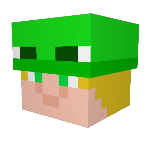 GreenClothing Minecraft avatar head, 3D render