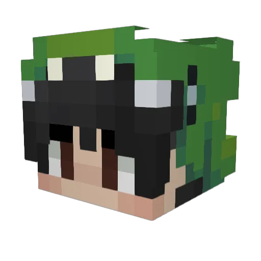 GreenFlameKing Minecraft avatar head, 3D render