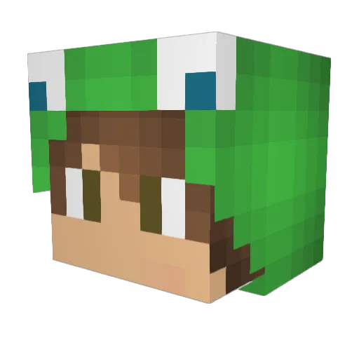 GreenFrog3 Minecraft avatar head, 3D render