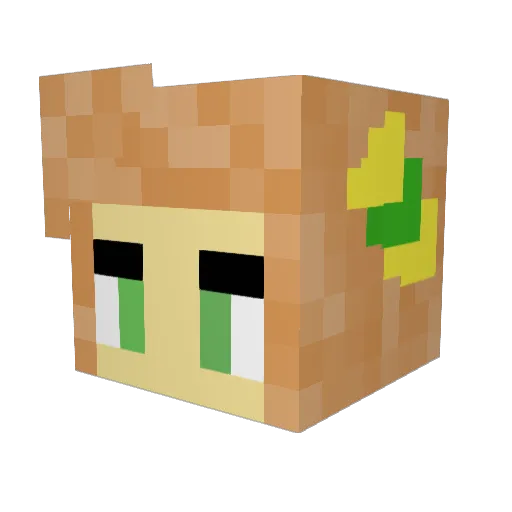 GreenLum Minecraft avatar head, 3D render