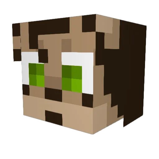 GreenMittens Minecraft avatar head, 3D render