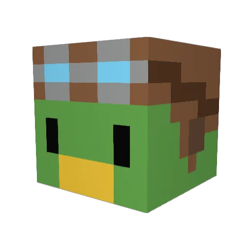 GreenPelican Minecraft avatar head, 3D render