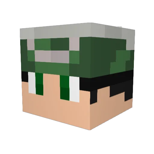 GreenPogger Minecraft avatar head, 3D render