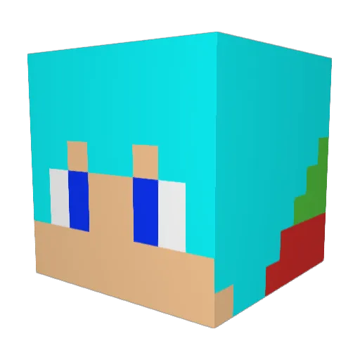 GreenRed180 Minecraft avatar head, 3D render