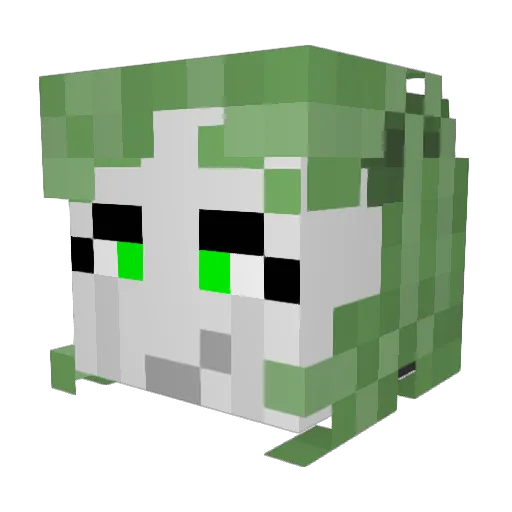 GreenScrapBot Minecraft avatar head, 3D render