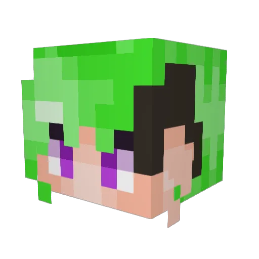 GreenTeaWZ Minecraft avatar head, 3D render