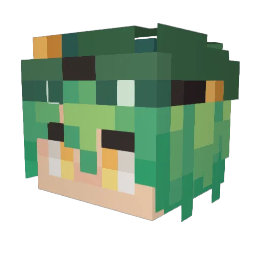 GreenTheWolf Minecraft avatar head, 3D render