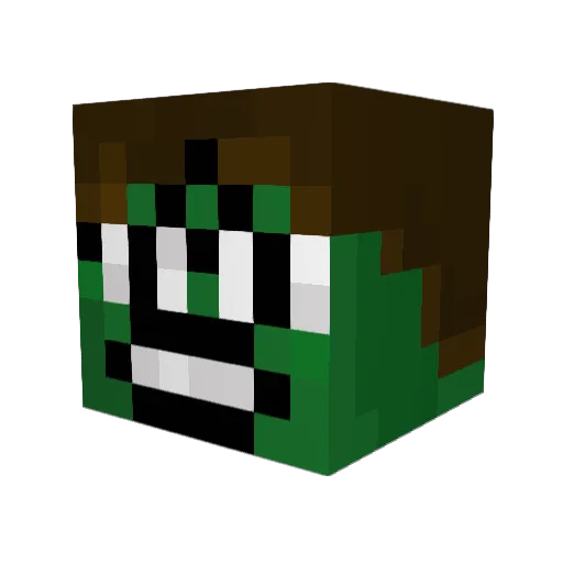 Greenbag Minecraft avatar head, 3D render