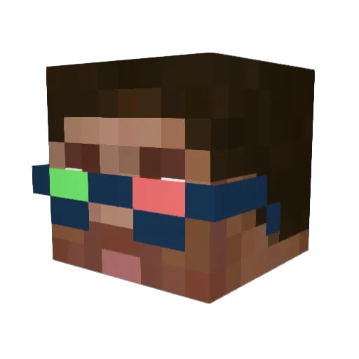 Greenish Minecraft avatar head, 3D render