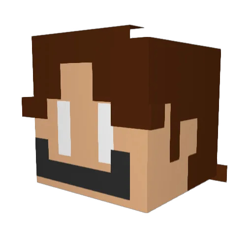 Greenishing Minecraft avatar head, 3D render