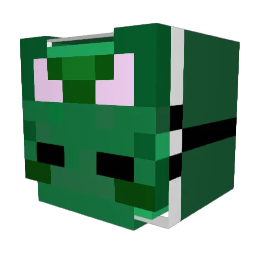 Greenslack Minecraft avatar head, 3D render