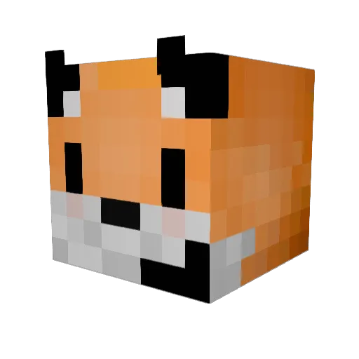 Greenyfox Minecraft avatar head, 3D render