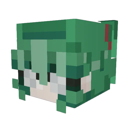 Greenytruly Minecraft avatar head, 3D render