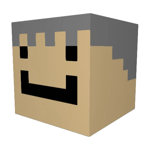 GreyHairboi Minecraft avatar head, 3D render