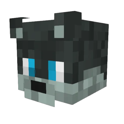 GreyPawWolf Minecraft avatar head, 3D render