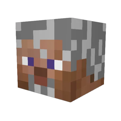 Greymorn Minecraft avatar head, 3D render