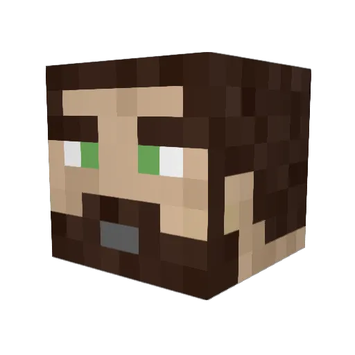 Greyrun Minecraft avatar head, 3D render