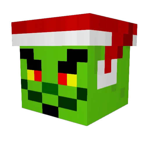 Griinch Minecraft avatar head, 3D render