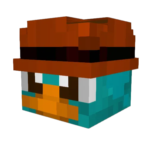 GrimBirb Minecraft avatar head, 3D render