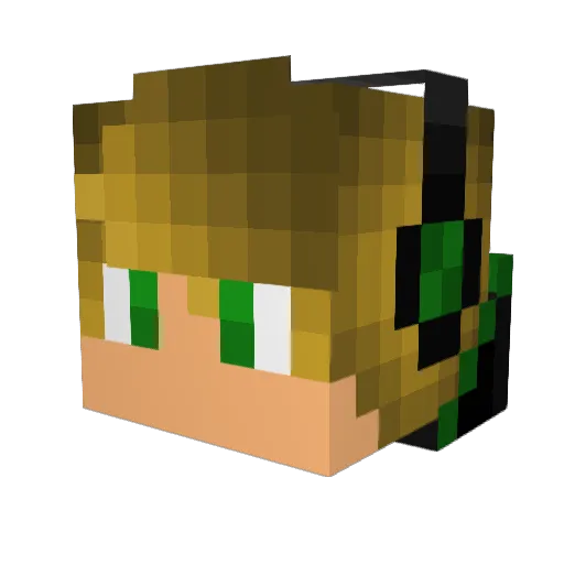 Grimbone Minecraft avatar head, 3D render