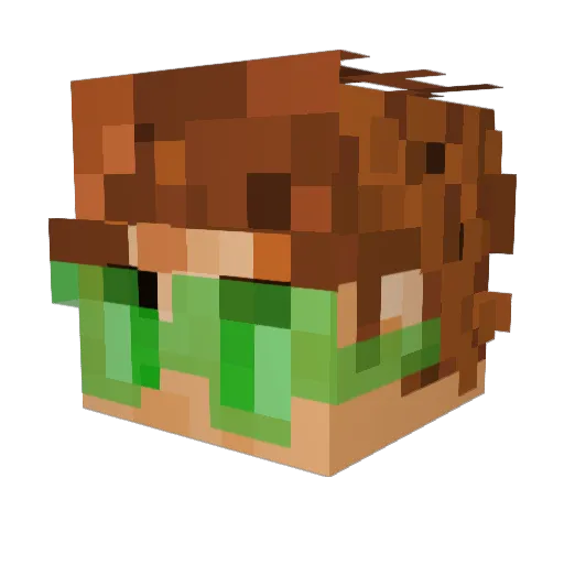 Grinnny Minecraft avatar head, 3D render