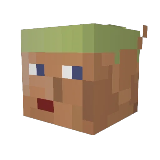 Grounded Minecraft avatar head, 3D render