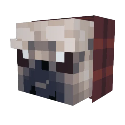 GuardianPug Minecraft avatar head, 3D render
