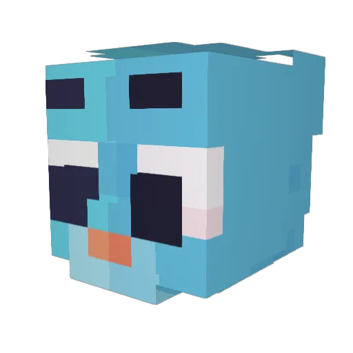 Gumballl Minecraft avatar head, 3D render