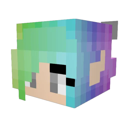 Gumboy Minecraft avatar head, 3D render